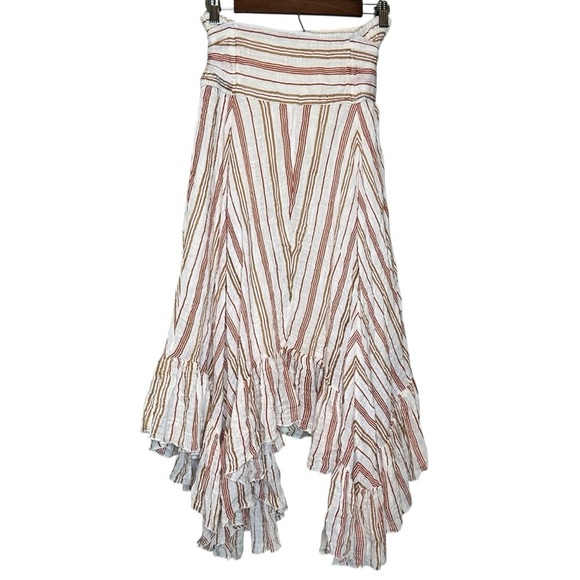 FP One Free People Giselle Tie Waist Handkerchief Ivory Lined Skirt Size Small - Picture 6 of 12